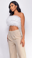 Ryan Mesh Tulle Tube Top - White