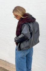 Dolci Black Fur Collar PU Jacket