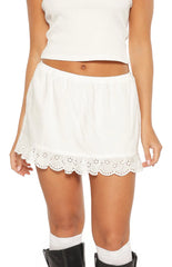 Hart White Broderie Trim Mini Skirt