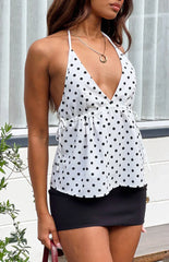 Imee White Polka Dot Top