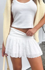 Indra White Broderie Mini Skirt