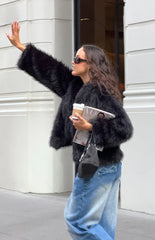 It Girl Black Faux Fur Jacket