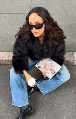It Girl Black Faux Fur Jacket