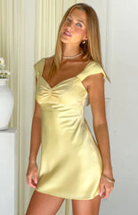 Jacky Yellow Satin Mini Dress