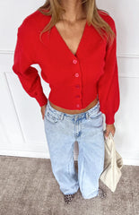 Janda Red Knit Oversized Cardigan