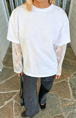 Jessica White Lace Long Sleeve Tee