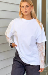 Jessica White Lace Long Sleeve Tee
