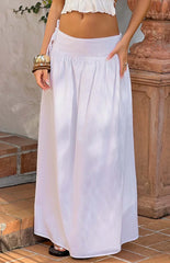 Jordy White Side Tie Maxi Skirt