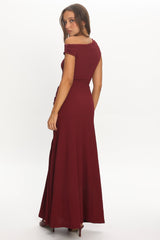 Bellarose Asymmetric Neckline Maxi Dress Wine