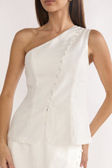 Alessora One Shoulder Top White