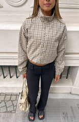 Lee Beige Plaid Funnel Neck Jacket