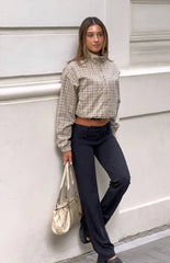 Lee Beige Plaid Funnel Neck Jacket