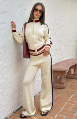 Liberty Cream Knit Jacquard Zip Sweater