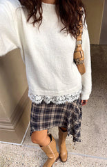 Lolly Cream Lace Trim Knit