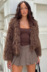Margot Brown Shaggy Fur Jacket