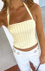 Maude Yellow Stripe Halter Neck Top