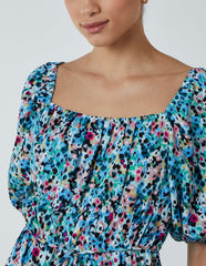 Square Neck Milkmaid Puff Sleeve Mini Dress