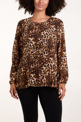 Leopard Print Pleated Top