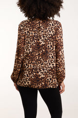Leopard Print Pleated Top