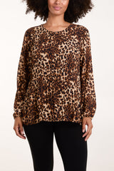 Leopard Print Pleated Top