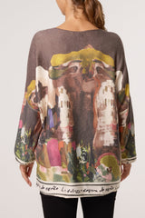 Landscape Print Fine Knit Jumper