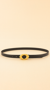 Maya Metal Buckle Faux Leather Belt - Black