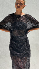 Zinnia Sequins Maxi Dress - Black