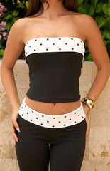 Reece Black Polka Dot Strapless Top