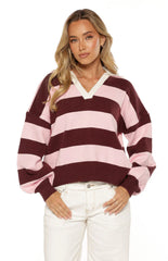 Rina Pink Stripe Polo