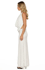 Rozie White Polka Dot Mesh Maxi Skirt