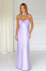 Ruthie Lilac Floral Satin Scarf Maxi Dress