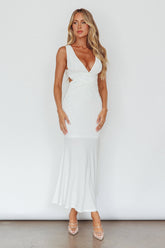 Alethia Cross Back Midi Dress White