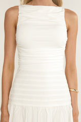 Dalayla Sleeveless Pintuck Maxi Dress White