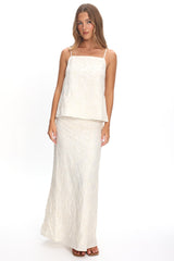 Alondra Textured Maxi Skirt Oatmeal