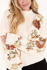 Sequin Flower Cropped Jumper