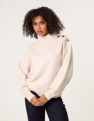 Turtle Neck Shoulder Brooch Detailed Jumper