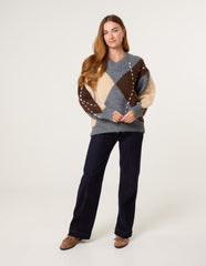Argyle Knitted Patterned Jumper