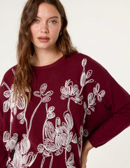Embroidered Round Neck Jumper