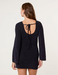 Glitter Mini Dress With Back Tie