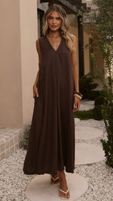 Aliah Maxi Dress - Chocolate