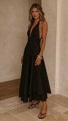 Kathy Halter Neck Maxi Dress - Black