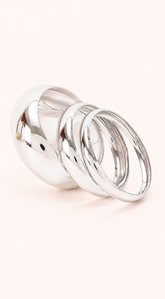 High Shine Stacked 3 Piece Bangle Set - Silver