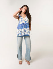 Crochet Mix Button Front Top