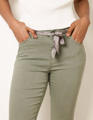 Slim Leg Stretch Denim Scarf Trousers