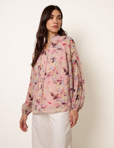 Watercolour Floral Printed Tie Front Blouse