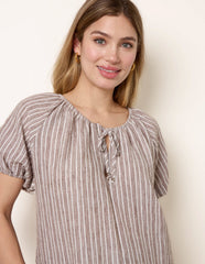 Tie Front Stripe Blouse