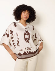 Linen Geometric Print Top