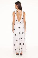 Collette Maxi Dress - White Polka Dot