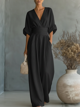 Elegant V-Neck High-Waisted Jumpsuit