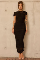 Elysian Mesh Midi Dress - Black